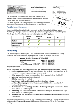 Informationsblatt BOS - Berufliche Oberschule Erding
