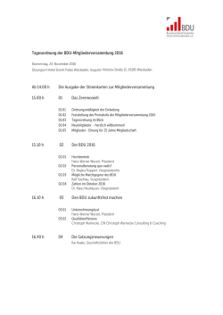 Tagesordnung der BDU-Mitgliederversammlung 2016 Ab 14.00 h