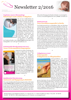 Newsletter 2/2016 - Bundesverband "Das frühgeborene Kind" eV