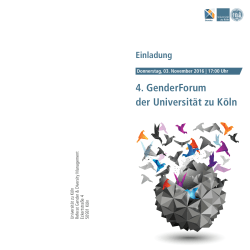 03. November 2016 4. GenderForum der Universität zu Köln ab 17