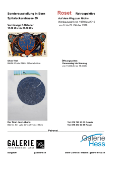 Sonderausstellung in Bern Roset Retrospektive - Galerie-Hess