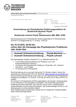 Information zur Onlineeinschreibung