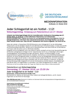 Jeder Schlaganfall ist ein Notfall Jeder Schlaganfall ist ein Notfall