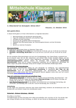 3. Elternbrief vom 12.10.2016