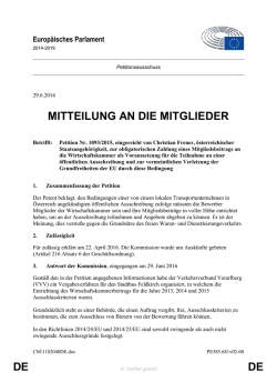 DE DE MITTEILUNG AN DIE MITGLIEDER