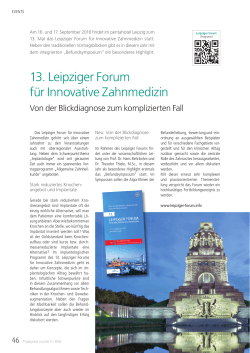 13. Leipziger Forum für Innovative Zahnmedizin