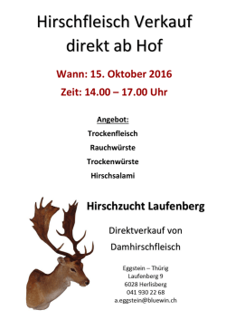 Hirschfleisch Verkauf direkt ab Hof