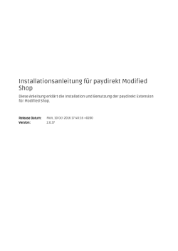 Installationsanleitung f&uuml;r paydirekt Modified Shop
