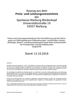Preis-und Leistungsverzeichnis - Sparkasse Marburg