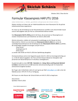 Formular Klassenpreis HAFUTU 2016