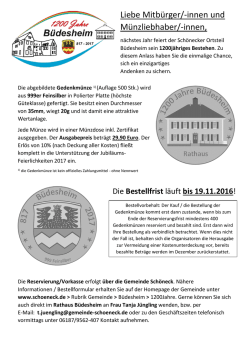 Information und Bestellformular Gedenkm&uuml;nze 1200