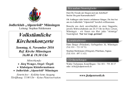 Volkstümliche Kirchenkonzerte - Jodlerklub Alpenrösli Münsingen