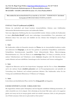 INHALT der LV (aufbauend auf JMK I) EHRENW