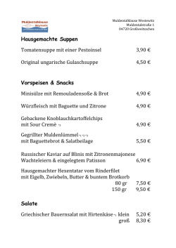 Unsere Speisekarte - Muldentalklause Westewitz