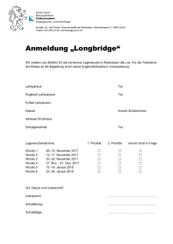 Anmeldung „Longbridge“ - Volksschulamt