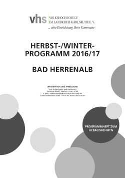 Herbst-/Winter- Programm 2016/17 bad Herrenalb