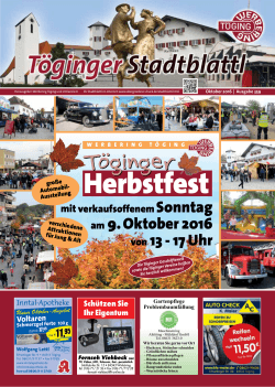 Töginger Herbstfest am 9. Oktober 2016
