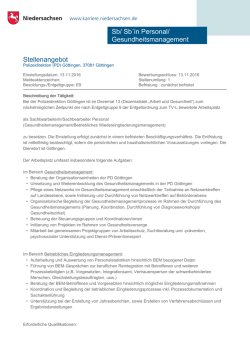 Stellenangebot Sb/ Sb´in Personal/ Gesundheitsmanagement