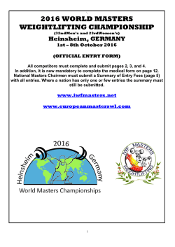 2016 WORLD MASTERS WEIGHTLIFTING CHAMPIONSHIP