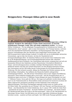 Berggeschrey: Flussspat-Abbau geht in neue Runde