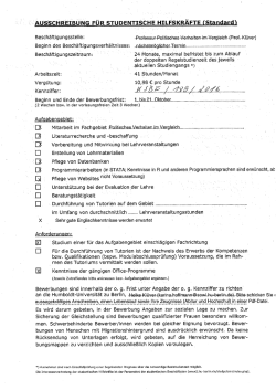 Institut f&uuml;r Sozialwissenschaften, 41h/Monat, 24 Monate Laufzeit