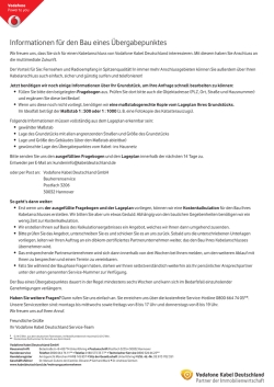 Informationen f&uuml;r den Bau eines &Uuml;bergabepunktes