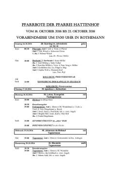 Pfarrbrief 16.-23. Okt. 2016 - Kosmas und Damian Hattenhof