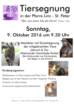 Plakat Tiersegnung 2016 - Pfarre Linz – St. Peter
