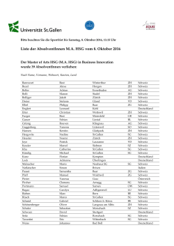 Liste der AbsolventInnen M.A. HSG vom 8. Oktober 2016