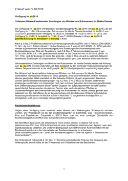 Entwurf eines teilweisen Widerrufs bestehender Zuteilungen von