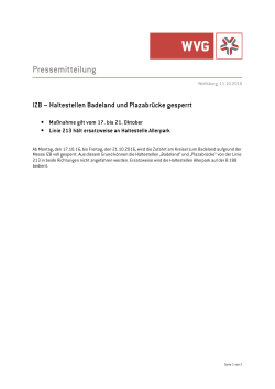 Haltestellen Badeland und Plazabr&uuml;cke gesperrt