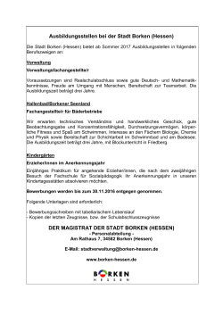 Ausbildungsstellen bei der Stadt Borken (Hessen)