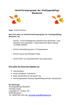 Herbstferienprogramm der Stadtjugendpflege