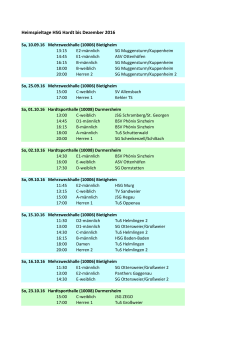 Heimspieltage HSG Hardt bis Dezember 2016