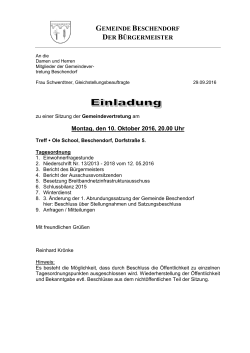 Sitzung Gemeindevertretung Beschendorf am 10.10.2016