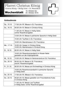 Gottesdienste - Christus K&ouml;nig