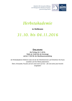 Herbstakademie 31.10. bis 04.11.2016