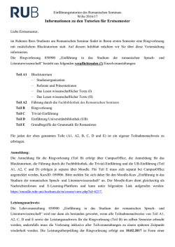 Informationen zu den Tutorien f&uuml;r Erstsemester - Ruhr