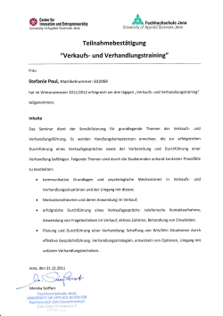 "Verkaufs- und Verha nd lungstraining" - Stefanie Paul