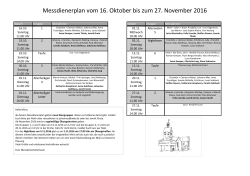 Messdienerplan vom 16. Oktober bis zum 27. November 2016