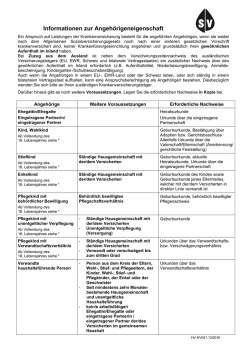 Informationsblatt zur Mitversicherung von Angeh&ouml;rigen