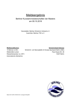 Meldeergebnis - Masters in Berlin