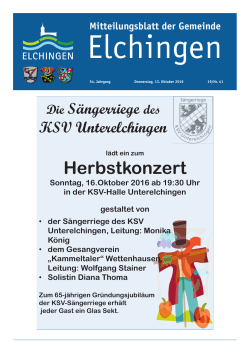 Amtliche u. kirchliche Nachrichten v. 13.10.2016.