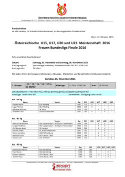 Österreichische U15, U17, U20 und U23 Meisterschaft 2016 Frauen