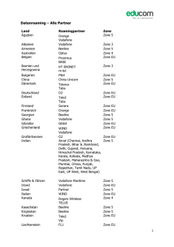 Datenroaming – Alle Partner