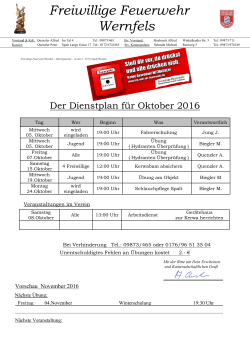 Dienstplan Oktober 2016 - Freiwilige Feuerwehr Wernfels