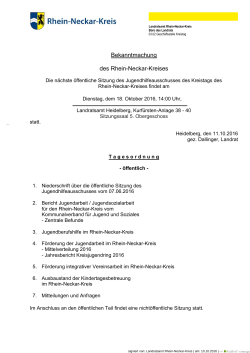 Jugendhilfeausschuss am 18. Oktober 2016 - Rhein-Neckar