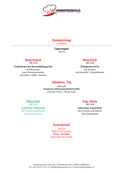 Donnerstag - Hombergerhaus