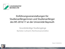 Einf&uuml;hrungsveranstaltungen f&uuml;r Studienanf&auml;ngerinnen und