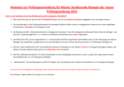 Hinweise zur Pr&uuml;fungsanmeldung f&uuml;r Master